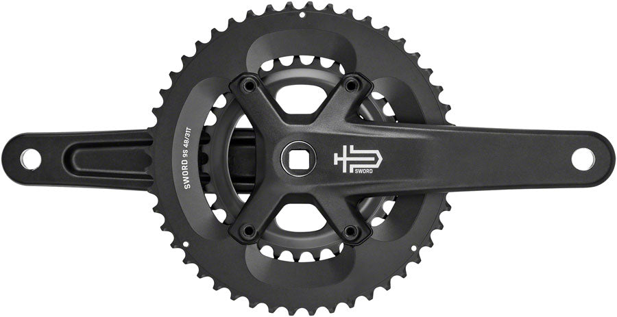 microSHIFT Sword Black 2x Crankset - 175mm, 9-Speed, 48/31t, 110/80 Asym BCD, JIS Square Taper Spindle Interface, Black