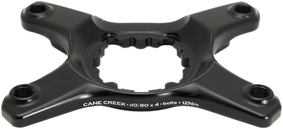 Cane Creek eeWings Chainring Spider - 4-Bolt, 110 and 80 Asymmetric BCD, 3-Bolt Mount Type, Shimano GRX 1x and 2x Systems, Black