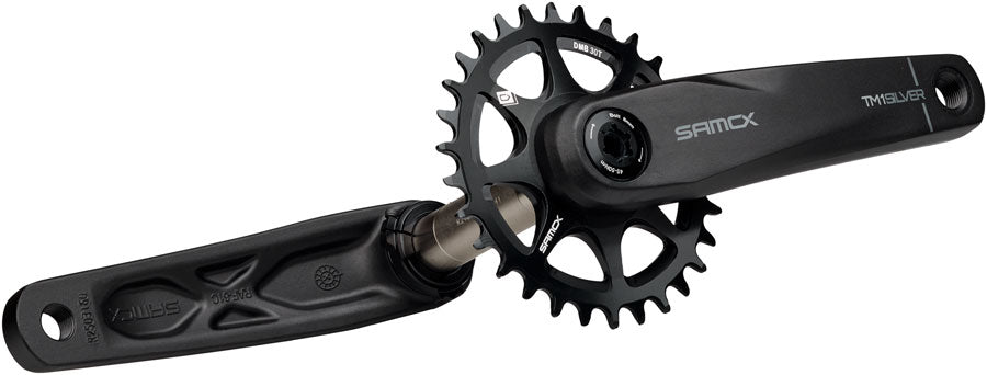 Samox Silver TM-1 Crankset - 160mm, 3-Bolt Direct Mount 30t Chainring, 24mm Chromoly Spindle, Black