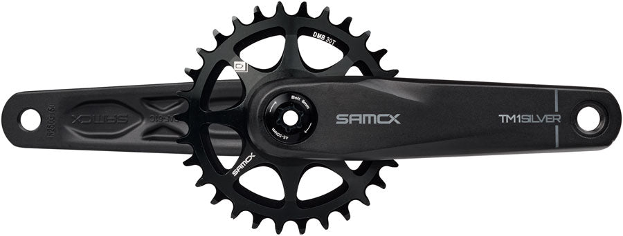 Samox Silver TM-1 Crankset - 160mm, 3-Bolt Direct Mount 30t Chainring, 24mm Chromoly Spindle, Black