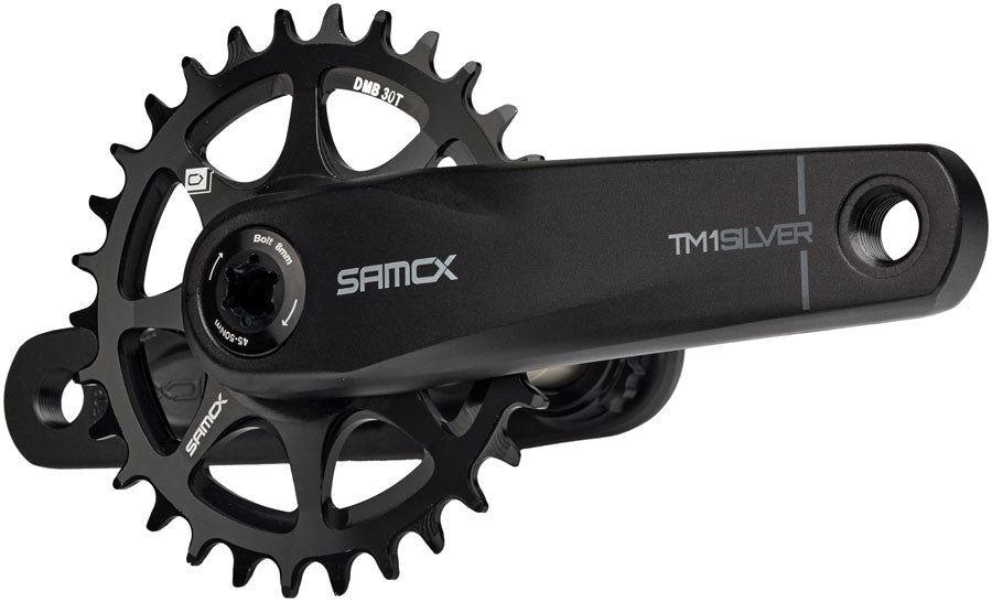 Samox Silver TM-1 Crankset - 160mm, 3-Bolt Direct Mount 30t Chainring, 24mm Chromoly Spindle, Black