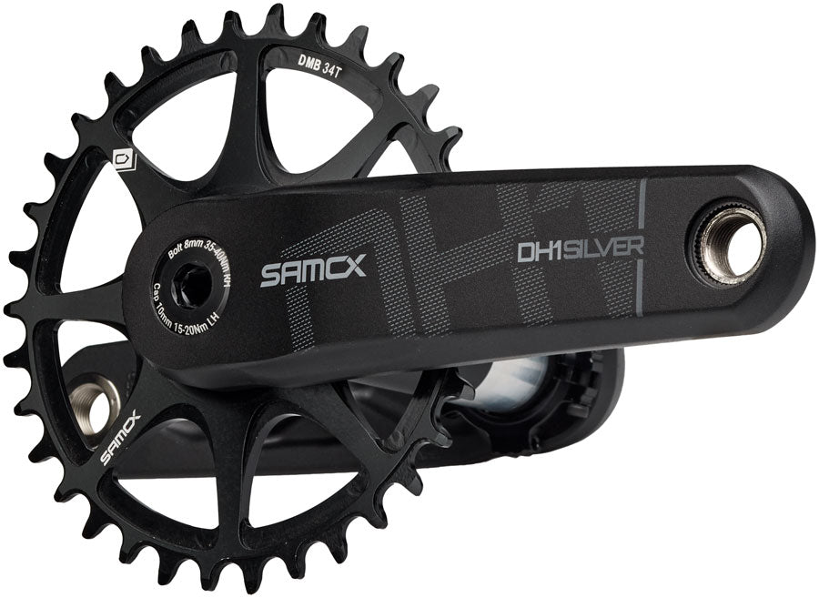 Samox Silver DH-1 Crankset - 155mm, 3-Bolt Direct Mount 34t Chainring, 28.99mm Aluminum Spindle, Black