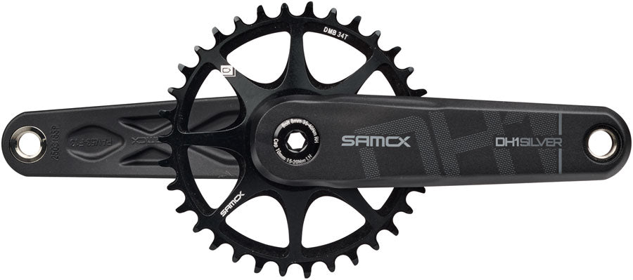 Samox Silver DH-1 Crankset - 160mm, 3-Bolt Direct Mount 34t Chainring, 28.99mm Aluminum Spindle, Black