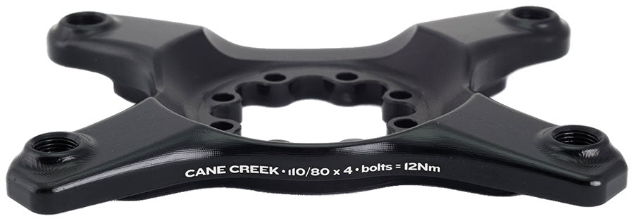 Cane Creek eeWings Chainring Spider - 4-Bolt, 110 and 80 Asymmetric BCD, 8-Bolt Mount Type, Shimano GRX 1x and 2x Systems, Black