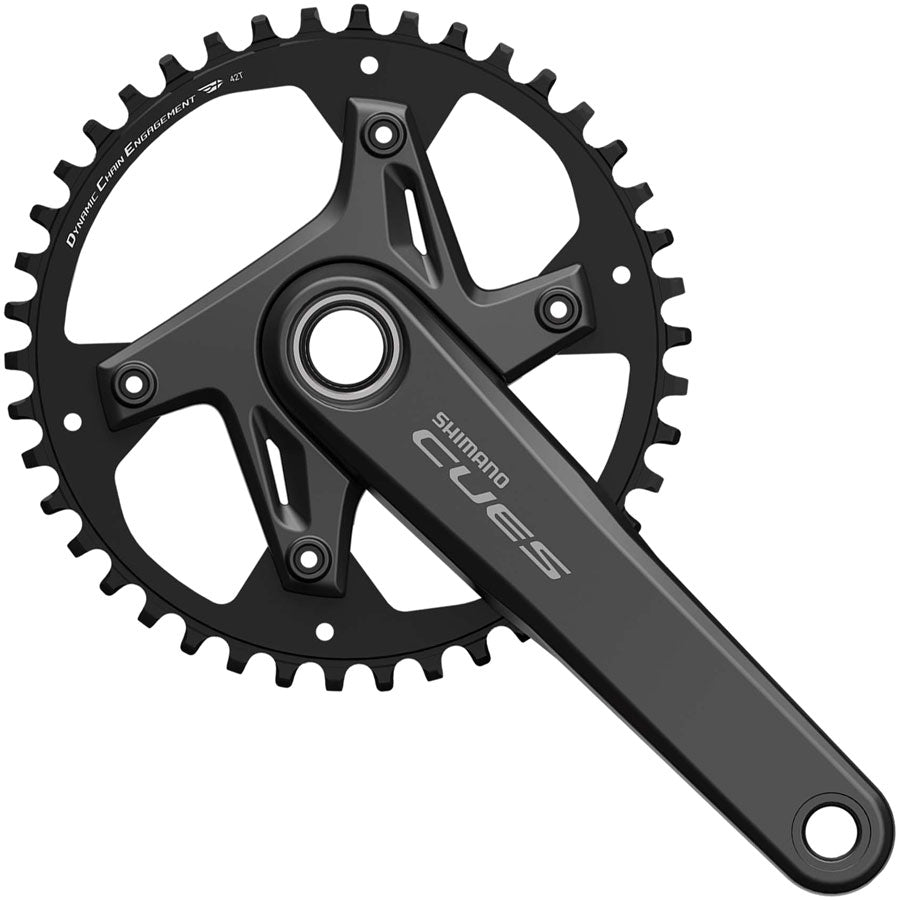 Shimano CUES FC-U6040-1 Crankset - 175mm, 9/10/11-Speed, 42t, Asymmetric 110 BCD, Hollowtech II Crankarms, Black