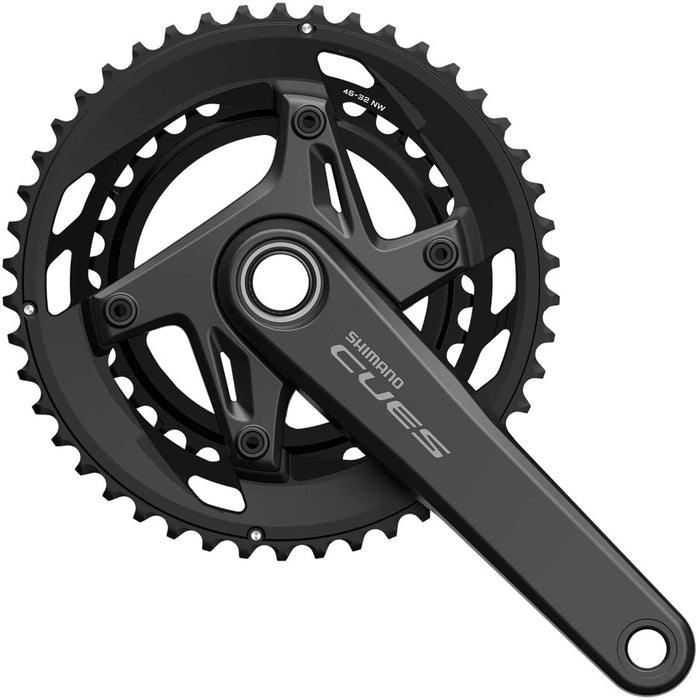 Shimano CUES FC-U6040-2 Crankset - 172.5mm, 9/10-Speed, 46/32t, Asymmetric 110 BCD, Hollowtech II Crankarms, Black