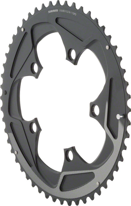 SRAM 52 Tooth 11-Speed 110mm BCD Yaw Chainring Black with Silver Trim Use