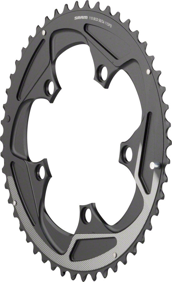 SRAM 50 Teeth 110mm BCD 11-Speed Yaw Chainring Black with Silver Trim Use