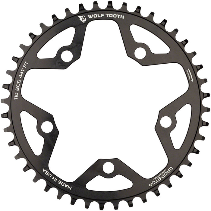 Wolf Tooth Components 5x110BCD CX/Road (Flat Top) Chainring, 44T - Blk