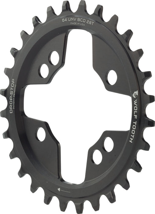 Wolf Tooth Components Drop-Stop Chainring: 28T x 64 Universal Mount BCD