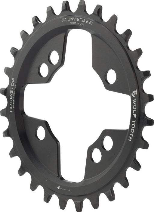 Wolf Tooth Components Drop-Stop Chainring: 28T x 64 Universal Mount BCD