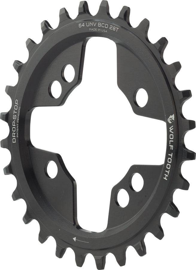 Wolf Tooth Components Drop-Stop Chainring: 28T x 64 Universal Mount BCD