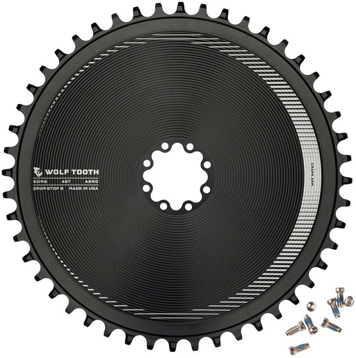 Wolf Tooth Aero Direct Mount Chainring - 48t, Direct Mount SRAM 8-Bolt, Drop-Stop B, Black