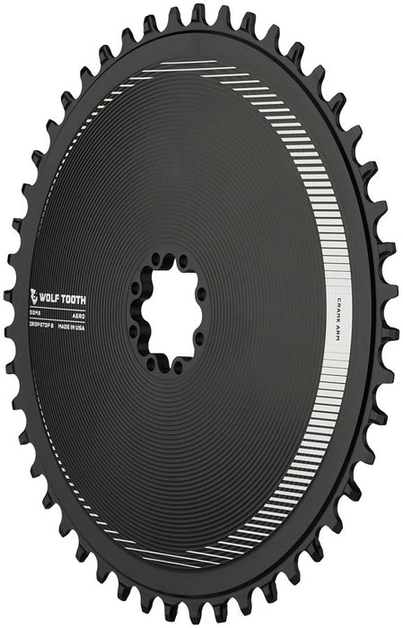 Wolf Tooth Aero Direct Mount Chainring - 52t, Direct Mount SRAM 8-Bolt, Drop-Stop B, Black