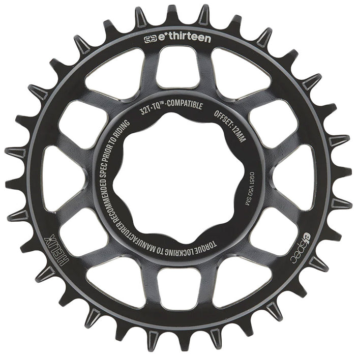 e*thirteen Helix Core e*spec  Chainring, 32T, TQ HPR50 Direct Mount, 55mm Chainline, 12mm Offset, Shimano/Sram 11/12s Compatible, Black