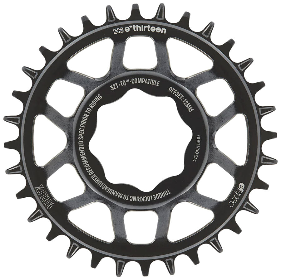 e*thirteen Helix Core e*spec  Chainring, 32T, TQ HPR50 Direct Mount, 55mm Chainline, 12mm Offset, Shimano/Sram 11/12s Compatible, Black
