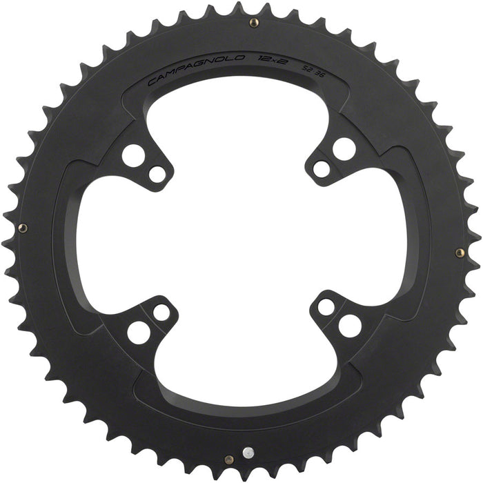 Campagnolo Chorus 12-Speed Chainring and Bolt Set - 52t, 123mm Campagnolo Asymmetric, 4-Bolt, Black