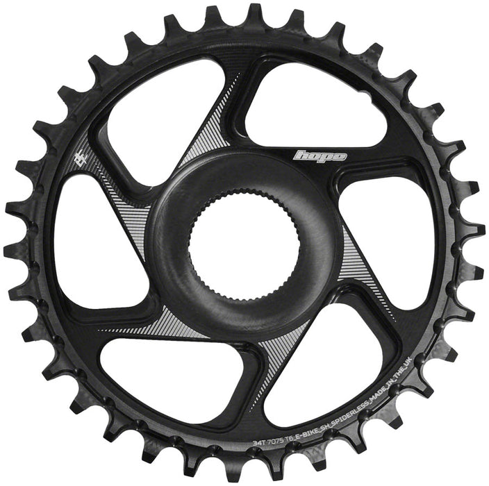 Hope Spiderless Chainring -  34T, R22,  Ebike,  Shimano,  Black