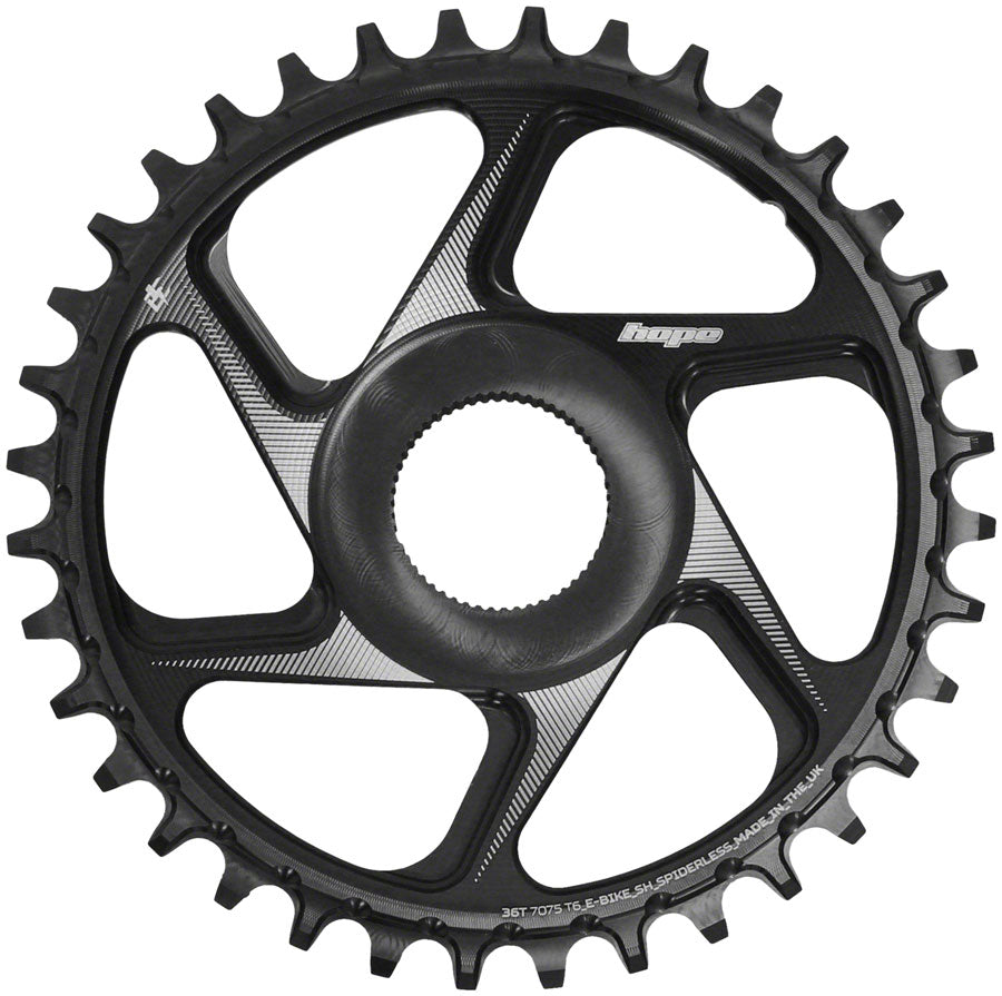 Hope Spiderless Chainring -  36T, R22,  Ebike,  Shimano,  Black