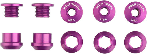 Wolf Tooth 1x Chainring Bolt Set - 6mm, Dual Hex Fittings, Set/5, Ultraviolet Purple