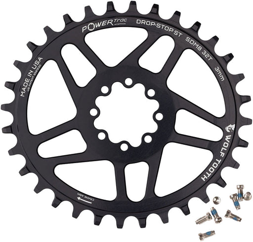 Wolf Tooth Elliptical Direct Mount Chainring - 32t, SRAM 8-Bolt DM, 3mm Offset, Drop-Stop ST, Requires HG+ Chain, Black