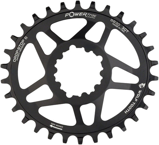Wolf Tooth Elliptical Direct Mount Chainring - 30t, SRAM Direct Mount, Drop-Stop B, For SRAM BB30 Short Spindle Cranks, 0mm Offset, Black