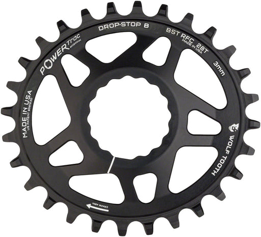 Wolf Tooth Elliptical Direct Mount Chainring - 28t, RaceFace/Easton CINCH Direct Mount, Drop-Stop B, For Boost Cranks, 3mm Offset, Black