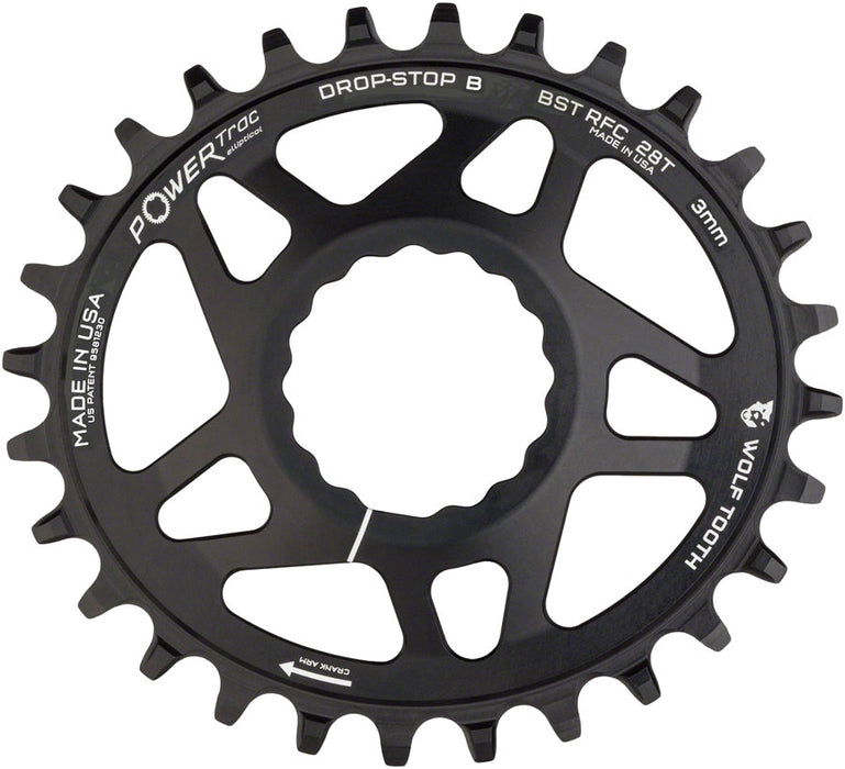 Wolf Tooth Elliptical Direct Mount Chainring - 28t, RaceFace/Easton CINCH Direct Mount, Drop-Stop B, For Boost Cranks, 3mm Offset, Black