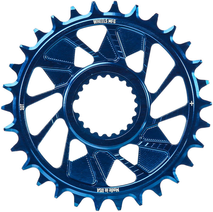 Wheels Manufacturing Direct Mount Chainring - 30t, Shimano Direct Mount, 1.5mm Outboard Offset, HG+ Chain Compatible, Blue