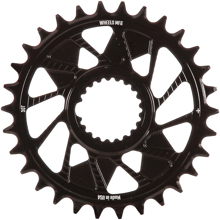 Wheels Manufacturing Direct Mount Chainring - 30t, Shimano Direct Mount, 1.5mm Inboard Offset, HG+ Chain Compatible, Black