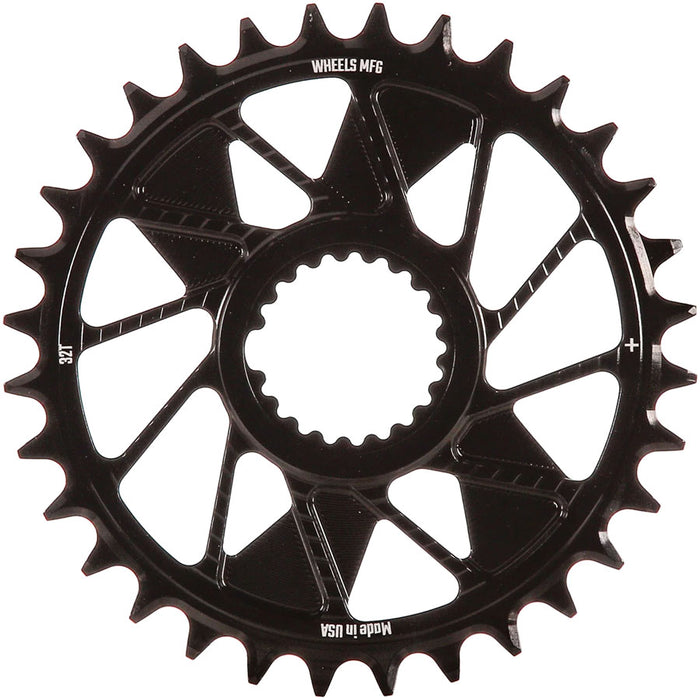 Wheels Manufacturing Direct Mount Chainring - 32t, Shimano Direct Mount, 1.5mm Inboard Offset, HG+ Chain Compatible, Black