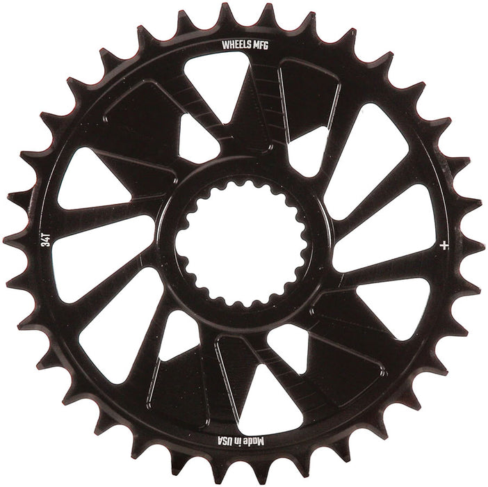 Wheels Manufacturing Direct Mount Chainring - 34t, Shimano Direct Mount, 1.5mm Outboard Offset, HG+ Chain Compatible, Black
