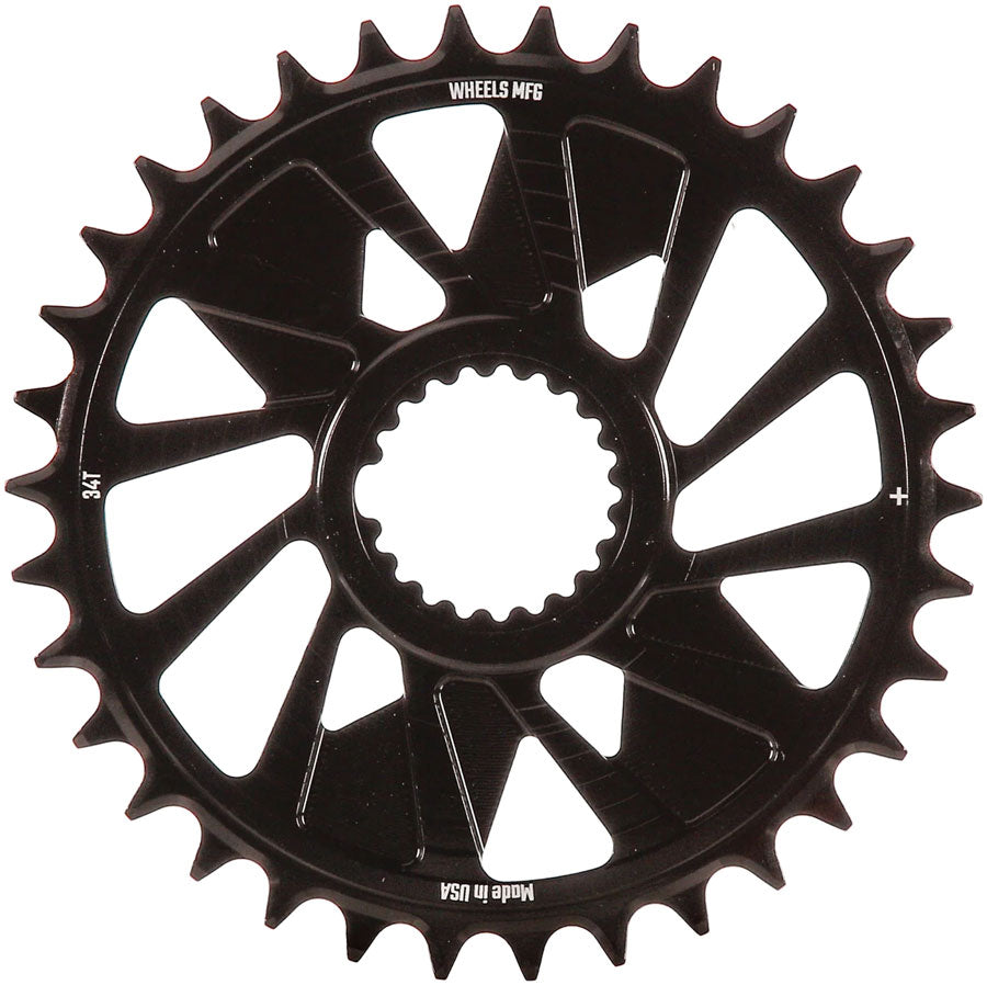 Wheels Manufacturing Direct Mount Chainring - 34t, Shimano Direct Mount, 1.5mm Outboard Offset, HG+ Chain Compatible, Black
