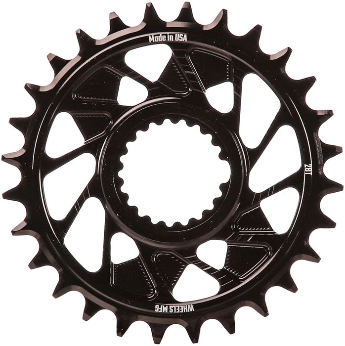 Wheels Manufacturing Direct Mount Chainring - 28t, Shimano Direct Mount, 1.5mm Outboard Offset, T-Type Chain Compatible, Black
