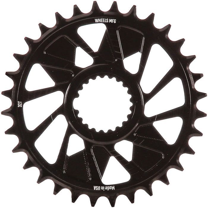 Wheels Manufacturing Direct Mount Chainring - 32t, Shimano Direct Mount, 1.5mm Outboard Offset, T-Type Chain Compatible, Black