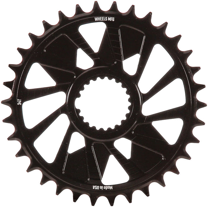 Wheels Manufacturing Direct Mount Chainring - 34t, Shimano Direct Mount, 1.5mm Outboard Offset, T-Type Chain Compatible, Black