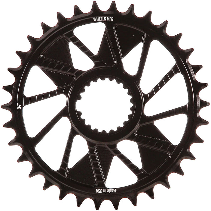 Wheels Manufacturing Direct Mount Chainring - 34t, Shimano Direct Mount, 1.5mm Inboard Offset, T-Type Chain Compatible, Black