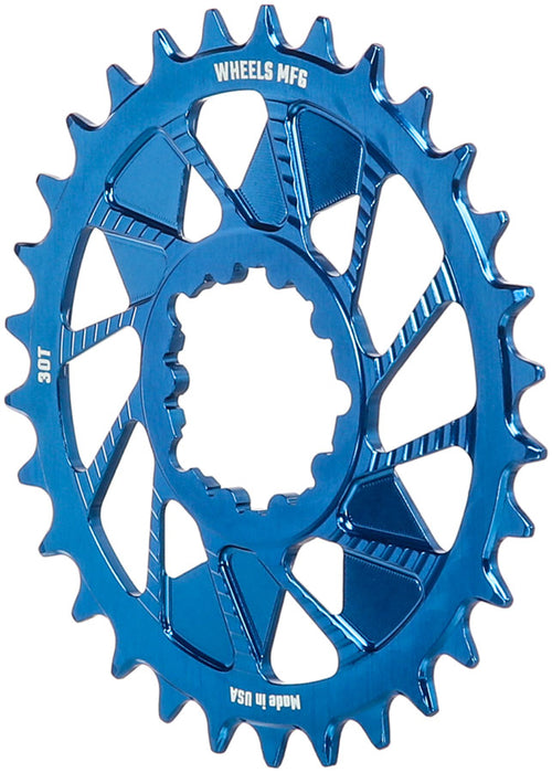 Wheels Manufacturing Direct Mount Chainring - 30t, SRAM 3-Bolt Direct Mount, 3mm Offset, T-Type Chain Compatible, Blue