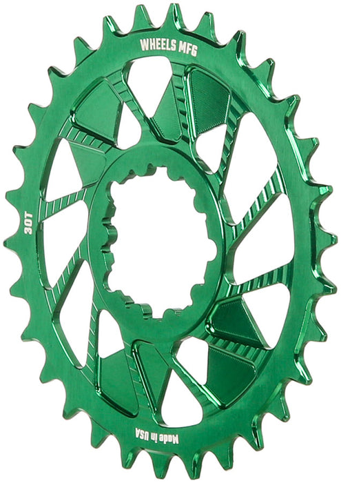 Wheels Manufacturing Direct Mount Chainring - 30t, SRAM 3-Bolt Direct Mount, 3mm Offset, T-Type Chain Compatible, Green