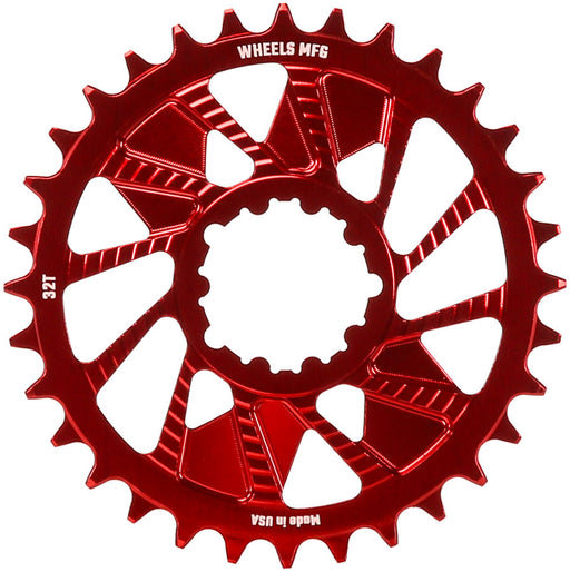 Wheels Manufacturing Direct Mount Chainring - 32t, SRAM 3-Bolt Direct Mount, 3mm Offset, Compatible with Hyperglide+ Chain, Red