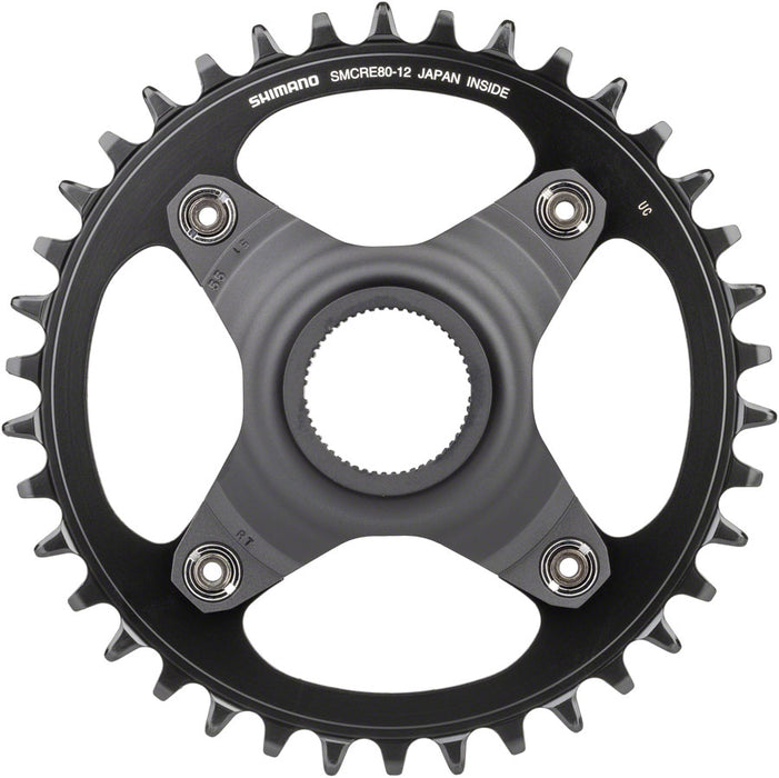 Shimano STEPS SM-CRE80-12-B Chainring - 38T Without Chainguard, 55mm Chainline, Black