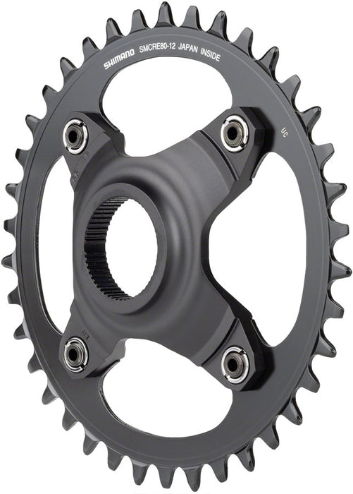 Shimano STEPS SM-CRE80-12-B Chainring - 38T Without Chainguard, 55mm Chainline, Black