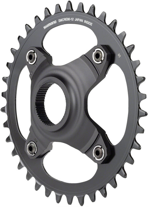 Shimano STEPS SM-CRE80-12-B Chainring - 38T Without Chainguard, 55mm Chainline, Black