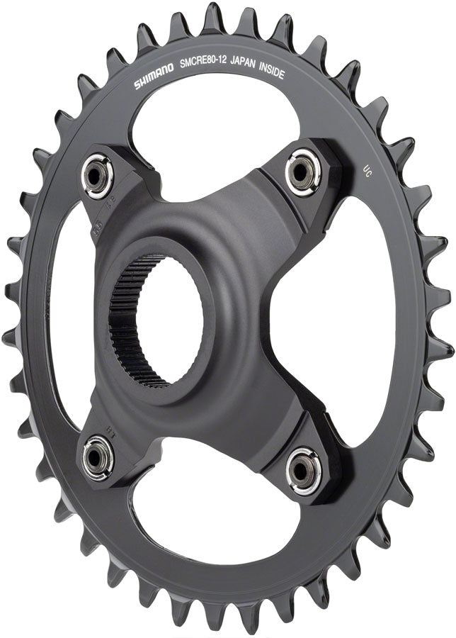 Shimano STEPS SM-CRE80-12-B Chainring - 38T Without Chainguard, 55mm Chainline, Black