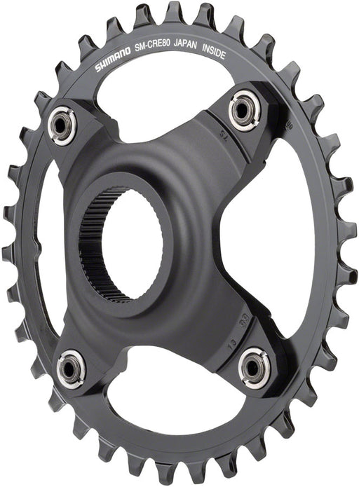Shimano STEPS SM-CRE80-B Chainring - 34T Without Chainguard, 55mm Chainline, Black