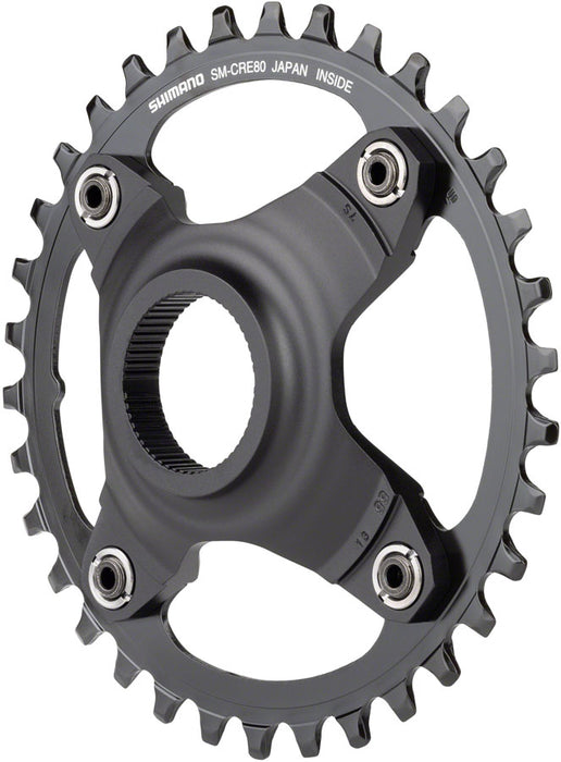 Shimano STEPS SM-CRE80-B Chainring - 34T Without Chainguard, 55mm Chainline, Black