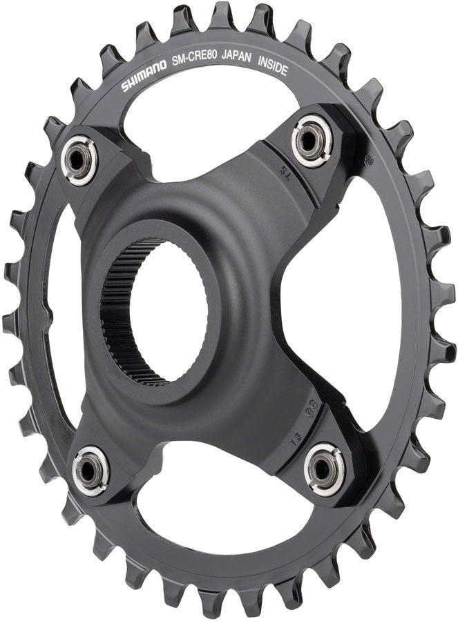 Shimano STEPS SM-CRE80-B Chainring - 34T Without Chainguard, 55mm Chainline, Black