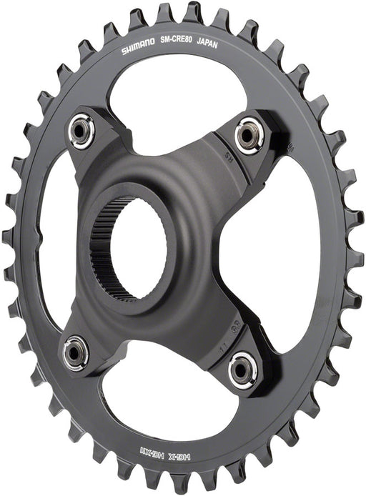 Shimano STEPS SM-CRE80-B Chainring - 38T Without Chainguard, 55mm Chainline, Black