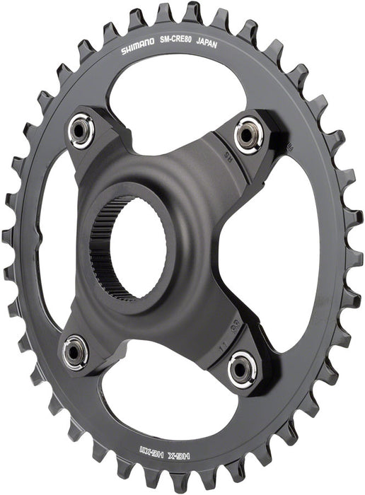 Shimano STEPS SM-CRE80-B Chainring - 38T Without Chainguard, 55mm Chainline, Black