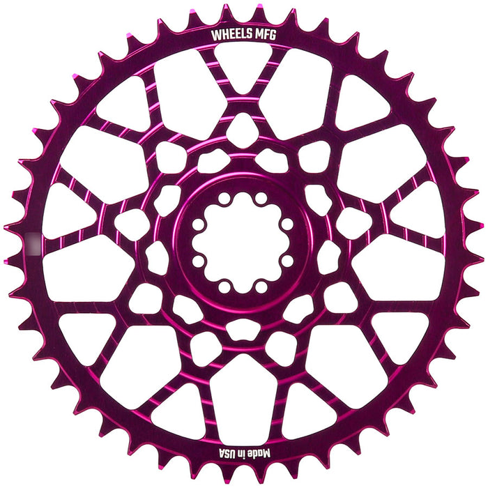 Wheels Manufacturing Gravel Direct Mount Chainring - 46t, SRAM 8-Bolt Direct Mount, 6.5mm Inboard Offset, T-Type Chain Compatible, Purple